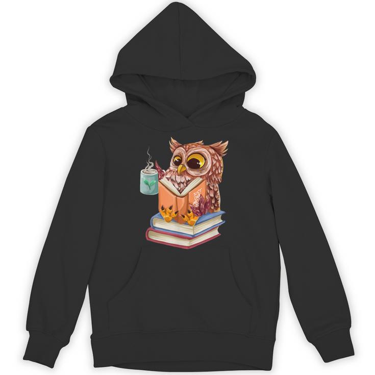 Cute Owl Reading Book And Drinking Tea Reading Rat Bookworm Unisex Hoodie