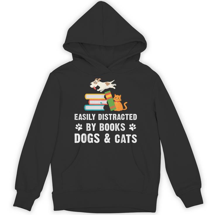 Cute Pet Animals Book Easily Distracted By Dogs Cats & Books Unisex Hoodie