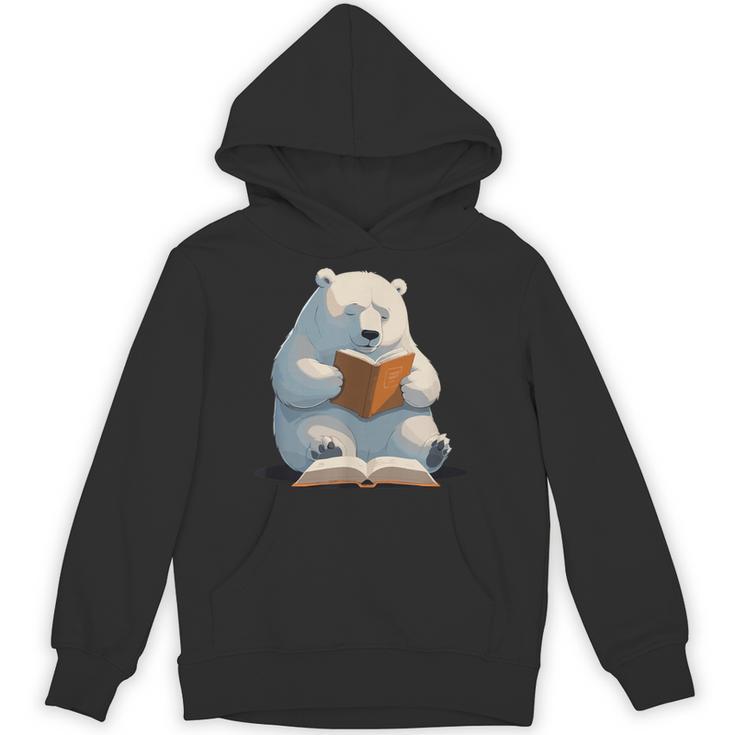 Cute Polar Bear Is Reading a Book Reading Polar Bear Unisex Hoodie