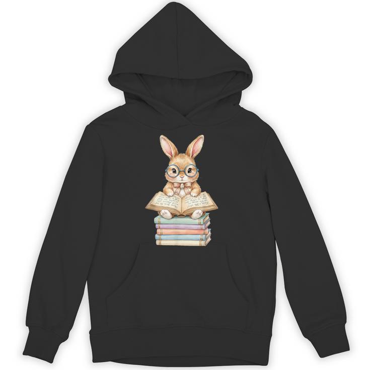 Cute Reading Bunny Easter Books Reader Teacher Girls Women Unisex Hoodie