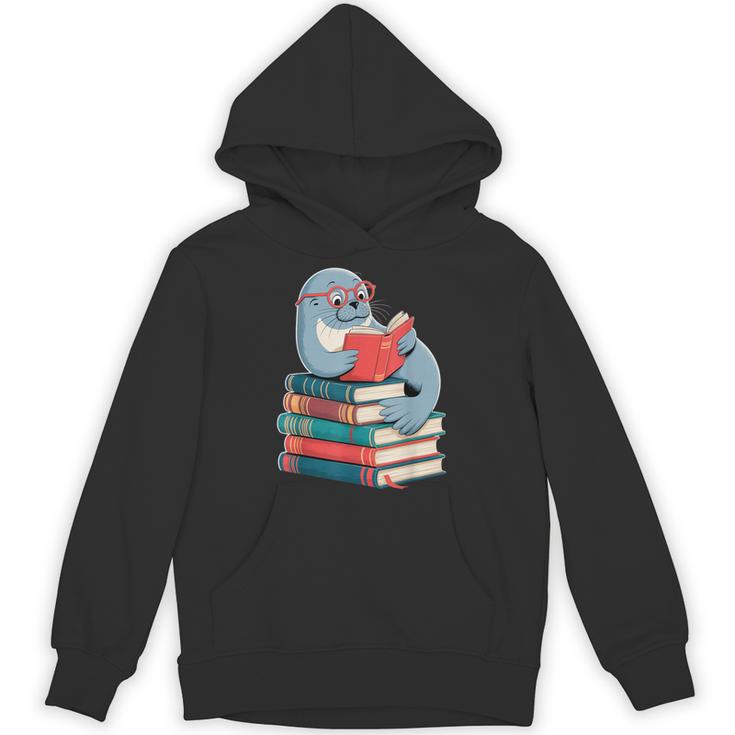 Cute Reading Seal On Books Book Lover Unisex Hoodie Cute Reading Seal On Books Book Lover Unisex Hoodie
