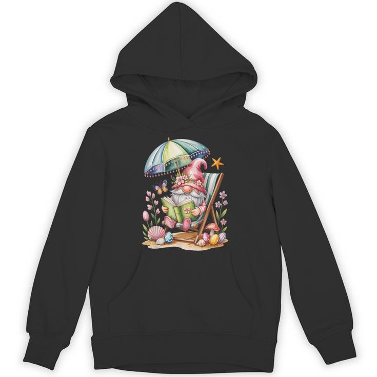 Cute Summer Relaxing Gnome Art For Book Lovers Unisex Hoodie