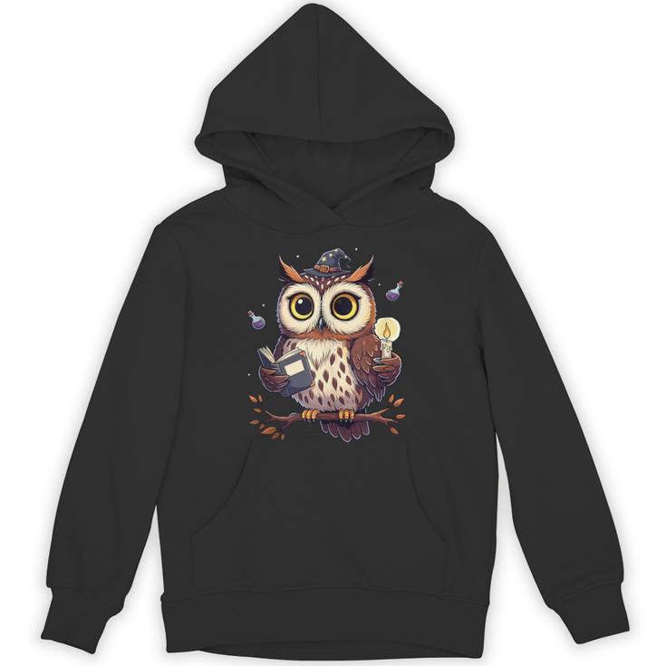 Cute Wizard Owl Reading Book Magic Candle Unisex Hoodie