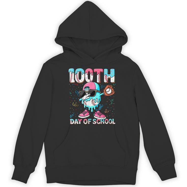 Dabbing Drippy 100th Days Of School Baseball Ice Cream Drip Unisex Hoodie