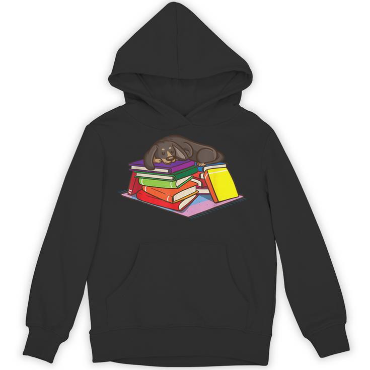 Dachshund Book Reading Lovers Bookworm Girls Teachers Unisex Hoodie