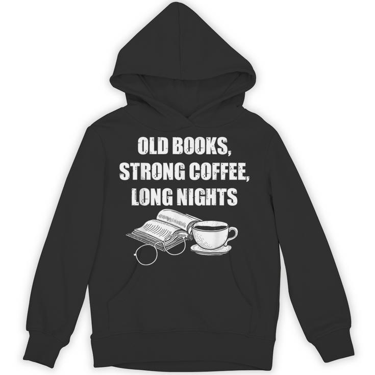 Dark Academia Aesthetic Old Books Strong Coffee Long Nights Unisex Hoodie