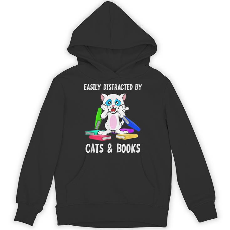 Distracted By Cats Coffee And Books Unisex Hoodie