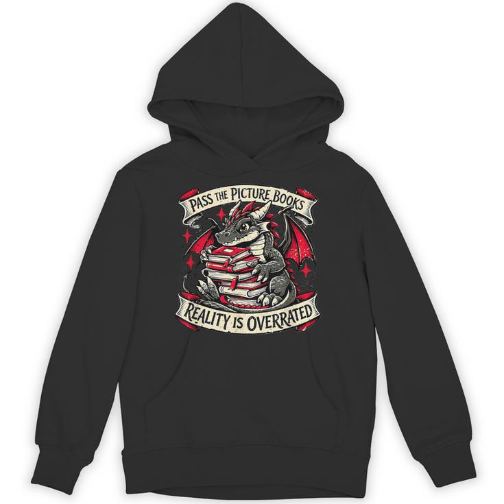 Dragon Reading Books Reality Overrated Reader Book Unisex Hoodie