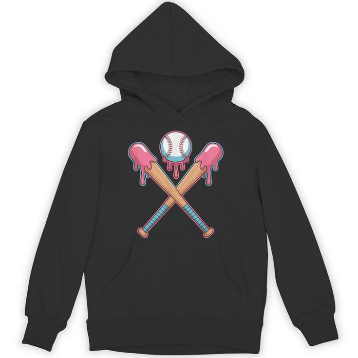 Dripping Pink Baseball Crossed Bats Summer Unisex Hoodie