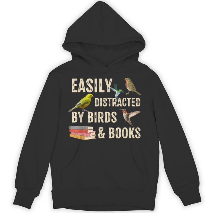Easily Distracted By Birds & Books Vintage Birder Unisex Hoodie