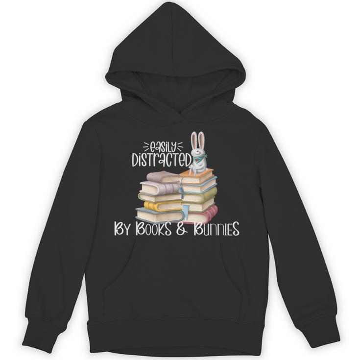 Easily Distracted By Books And Bunnies Unisex Hoodie