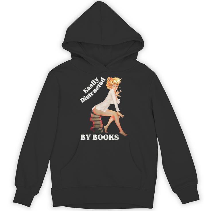 Easily-Distracted By Books Pin-Up Girl Sexy Anime Retro Art Unisex Hoodie