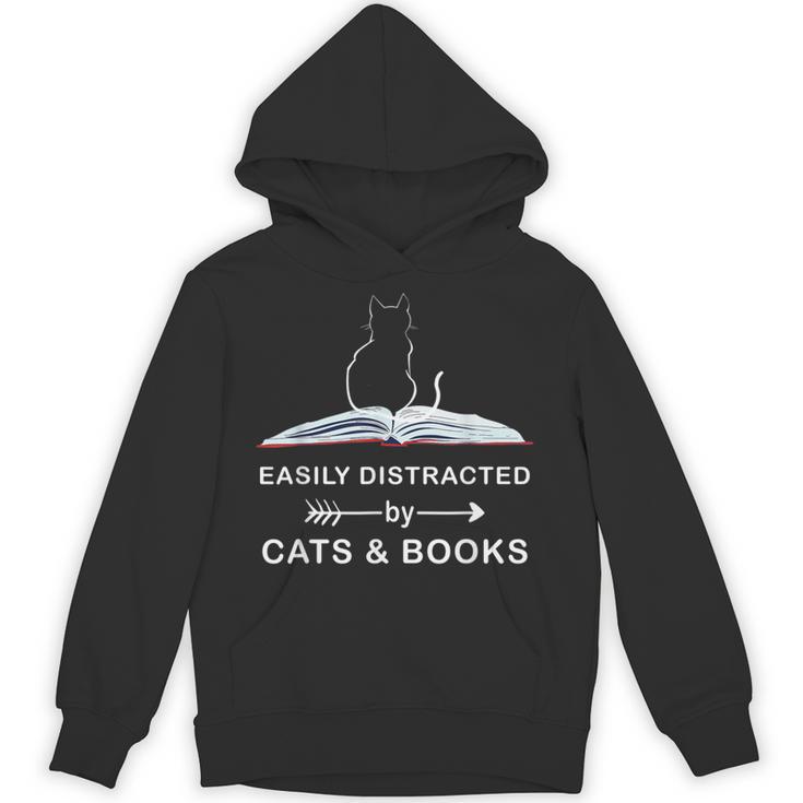 Easily Distracted By Cats And Books Reading Cats Main Coon Unisex Hoodie