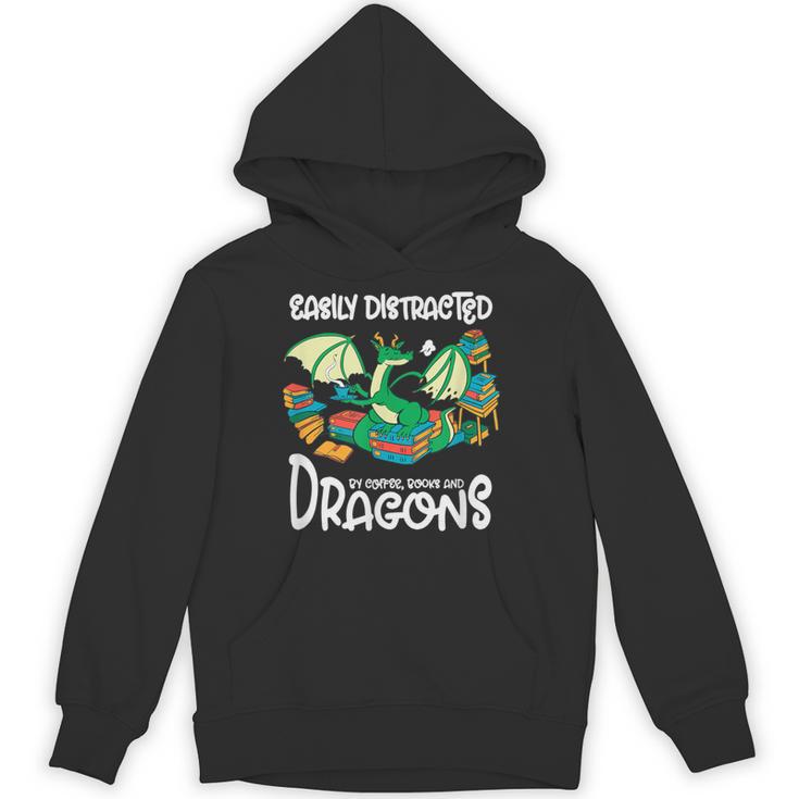 Easily Distracted By Coffee Books And Dragons Fantasy Sci-Fi Unisex Hoodie