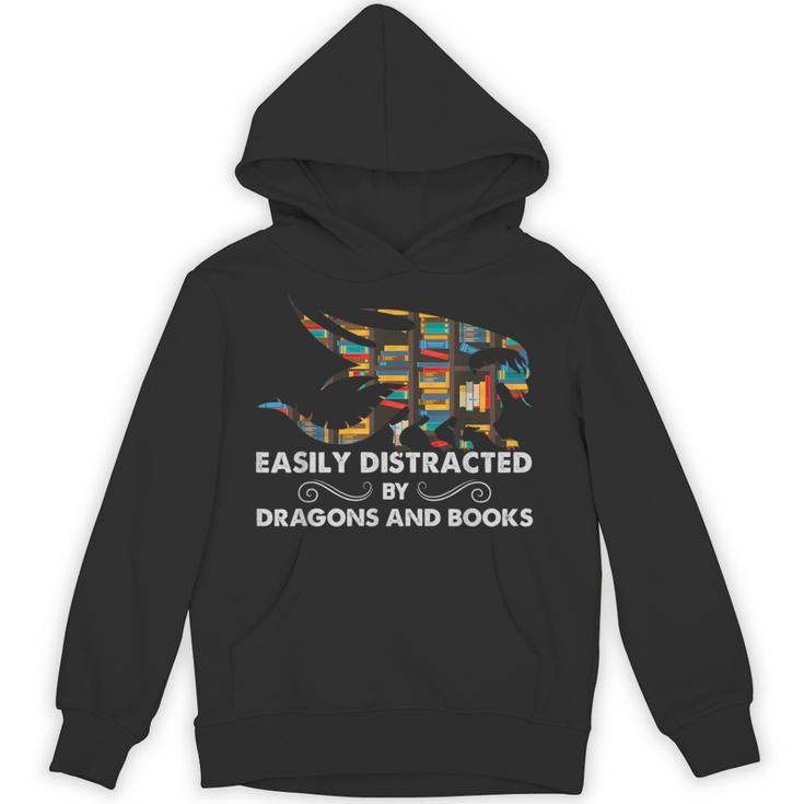 Easily Distracted By Dragons & Books Cool Reading Books Unisex Hoodie