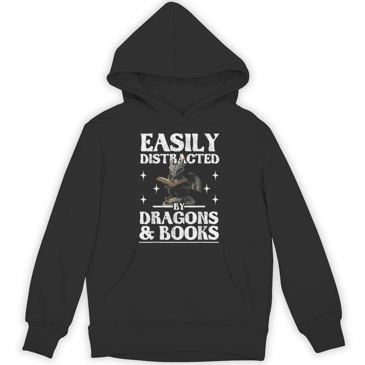 Easily Distracted By Dragons And Books Fantasy Book Lover Unisex Hoodie