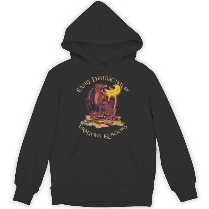 Easily Distracted By Dragons And Books Fire Dragon Unisex Hoodie