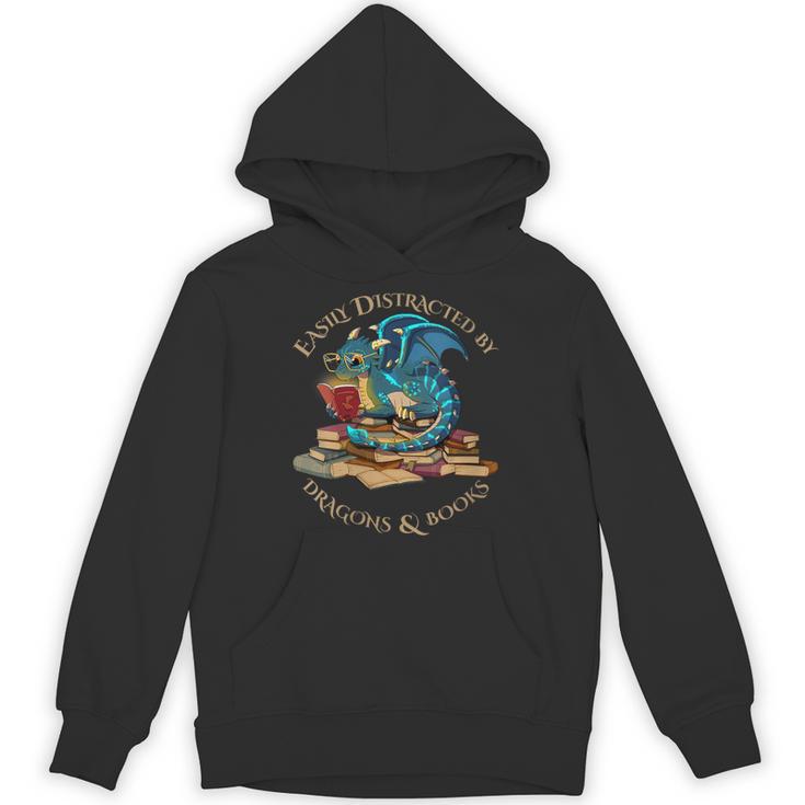 Easily Distracted By Dragons And Books Nerd Dragon Unisex Hoodie