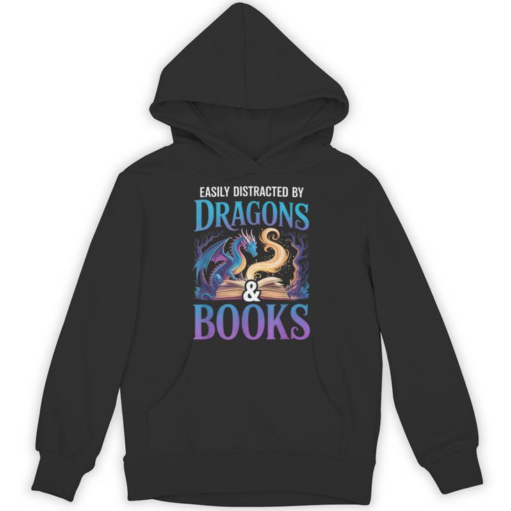 Easily Distracted By Dragons Fantasy Book Reading Unisex Hoodie