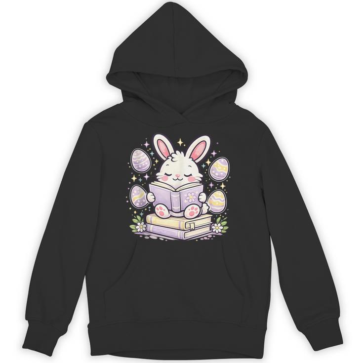 Easter Bunny Reading Book Cute Pastel Eggs Unisex Hoodie