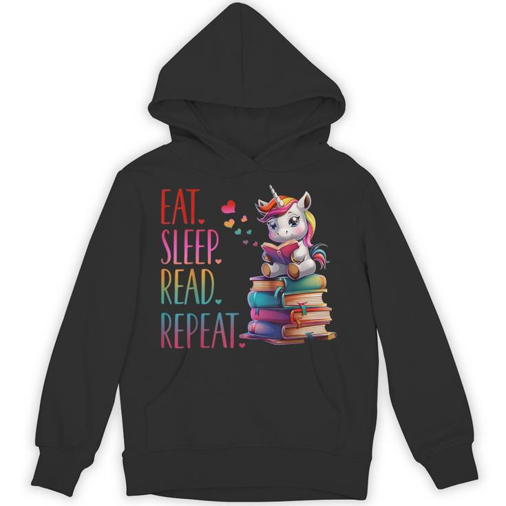 Eat Sleep Read Repeat Unicorn Read Book Reading Lovers Kids Unisex Hoodie