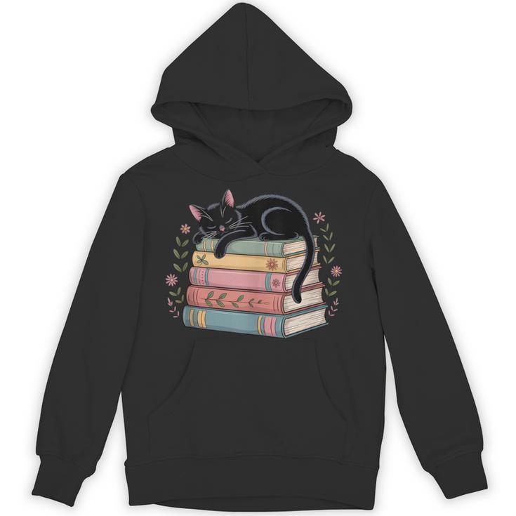 Floral Cat Sleeping On Books Unisex Hoodie