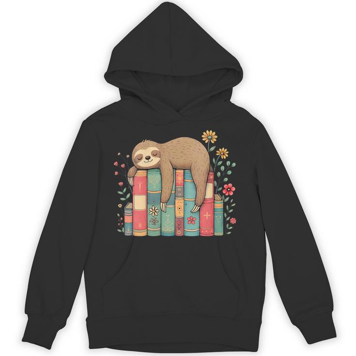 Floral Sloth Sleeping On Books Unisex Hoodie