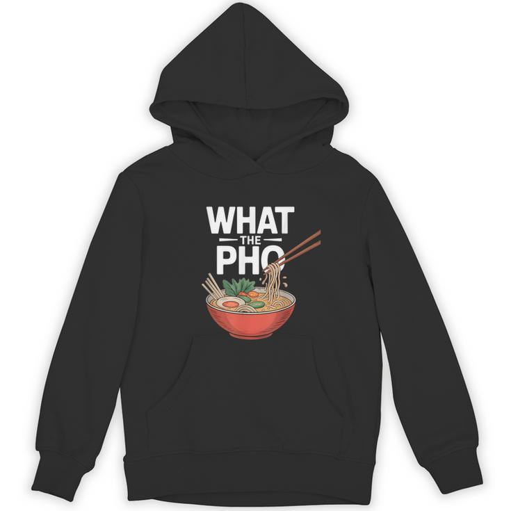 What The Pho こぼれる麺のユーモア パーカー