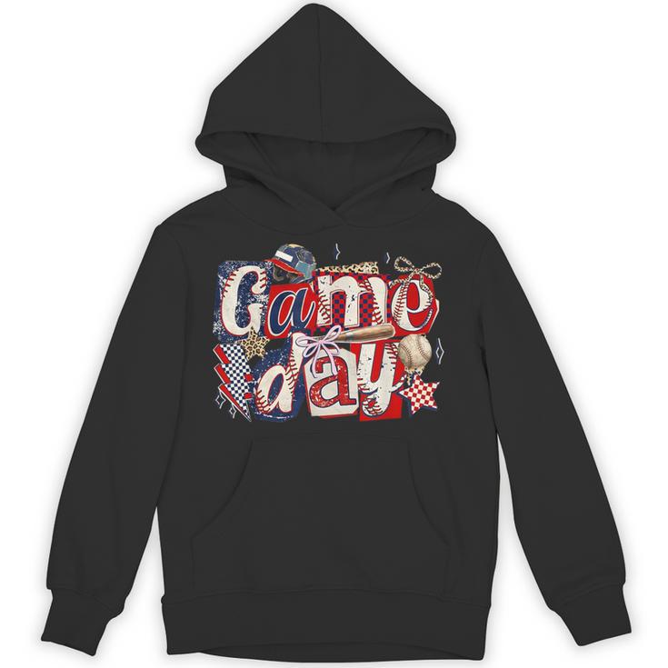 Game Day Baseball Leopard Coquette Bow Mama Mom Sister Unisex Hoodie