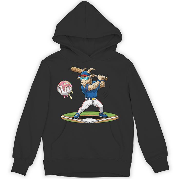 Goat Baseball Player With Bat And Ball Drip Animal Sports Unisex Hoodie