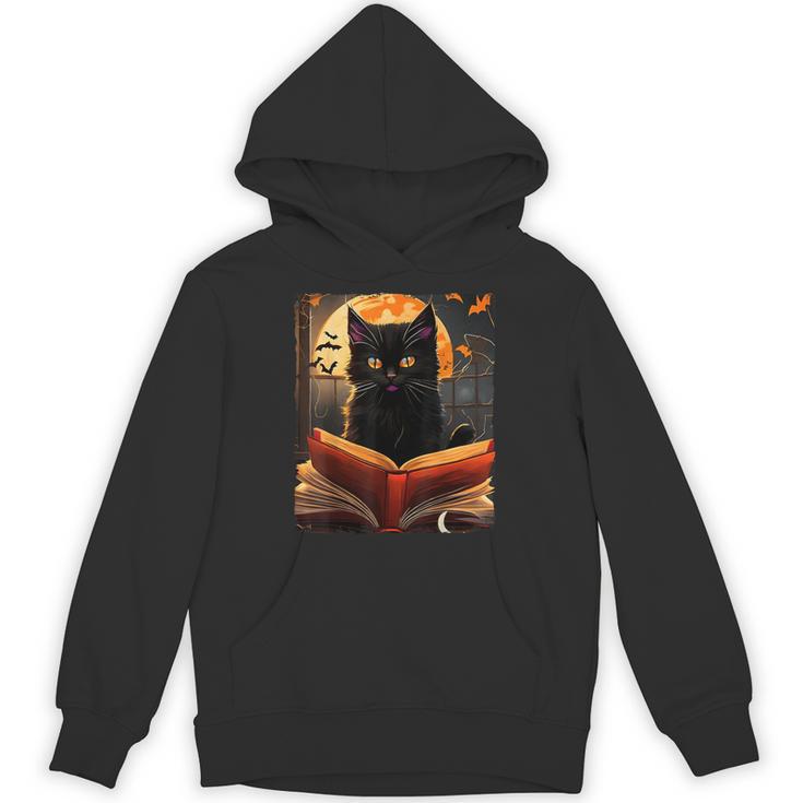 Halloween Cat Reading Books Spooky Cat Reader Teachers For Men Women Kids Unisex Hoodie