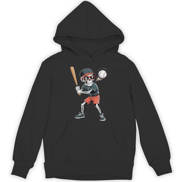 Halloween Skeleton Playing Baseball 67 Six Seven Meme Unisex Hoodie