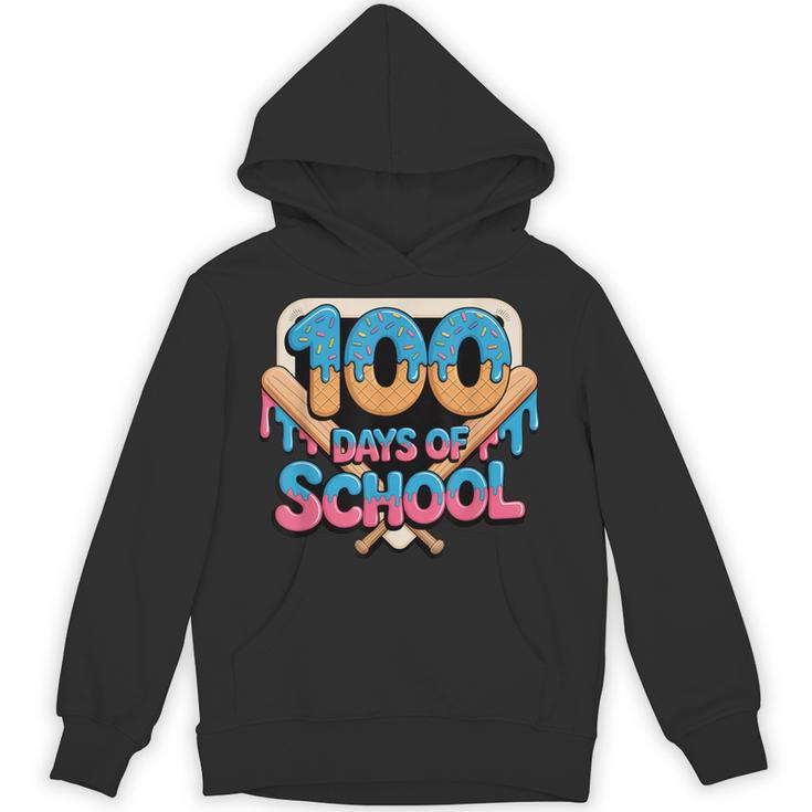 Happy 100 Days Of School Baseball Drip For Kids Teachers Unisex Hoodie