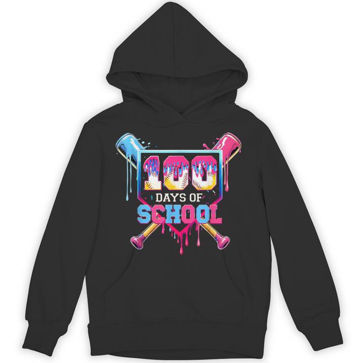 Happy 100 Days Of School Baseball Drip Theme Party 100th Day Unisex Hoodie