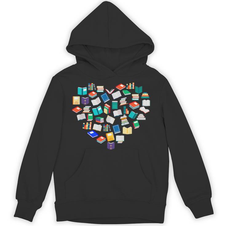 Heart Of Books Book Lover Heart Shape Reading Unisex Hoodie