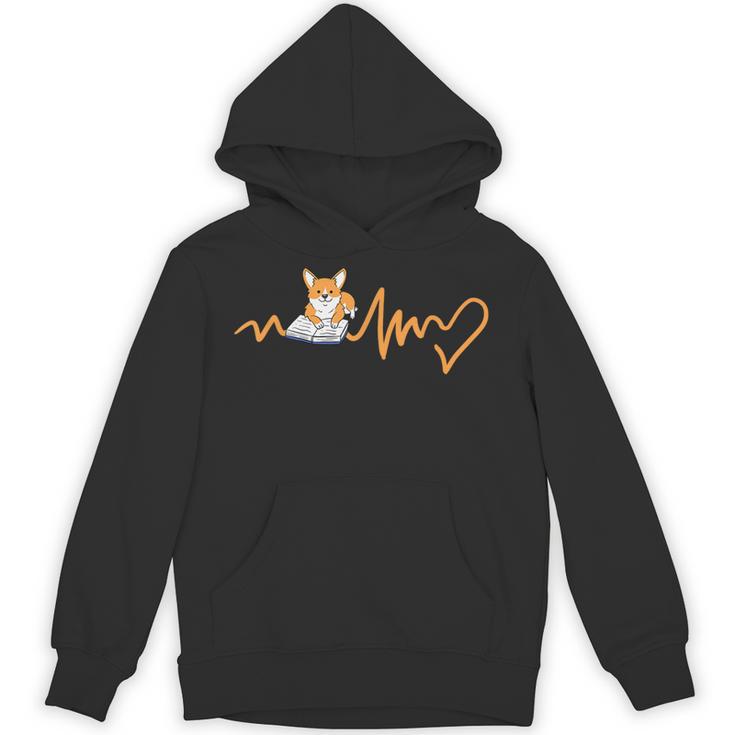 Heartbeat Corgi Reading Book Unisex Hoodie Heartbeat Corgi Reading Book Unisex Hoodie
