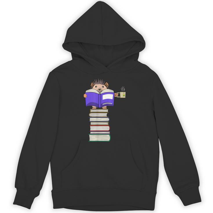 Hedgehog Reading Books And Drinking Tea Unisex Hoodie