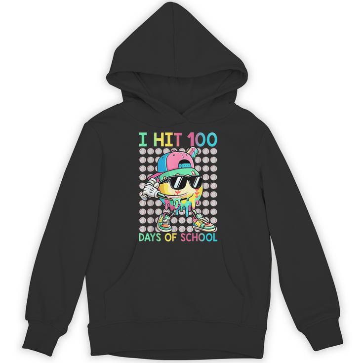 I Hit 100 Days Of School Baseball Drip 100th Day Of School Unisex Hoodie