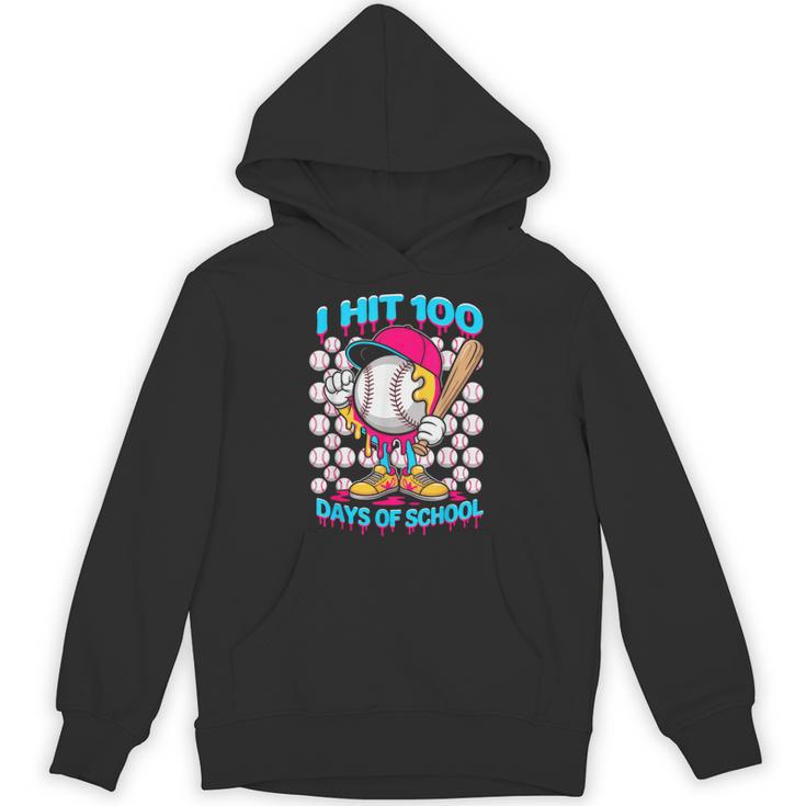 I Hit 100 Days Of School Baseball Ice Cream Drip Unisex Hoodie