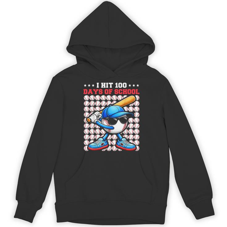 I Hit 100 Days Of School Baseball Player Kids Boys Son Unisex Hoodie