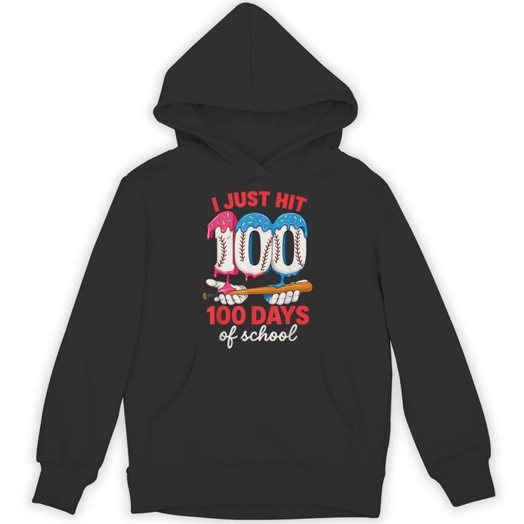 HUGvyn I Just Hit 100 Days Of School Baseball Ice Cream Boys Unisex Hoodie