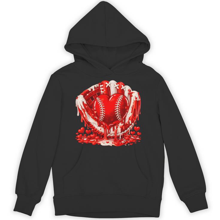 Ice Cream Drip Heart Valentines Day Baseball Boys Youth Kids Unisex Hoodie