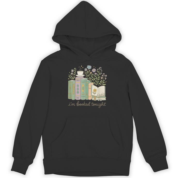 I'm Booked Tonight Cozy Floral Book Lover Graphic Unisex Hoodie