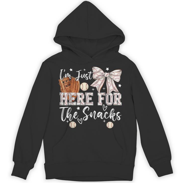 I'm Just Here For The Snacks Baseball Coquette Game Day Girl Unisex Hoodie
