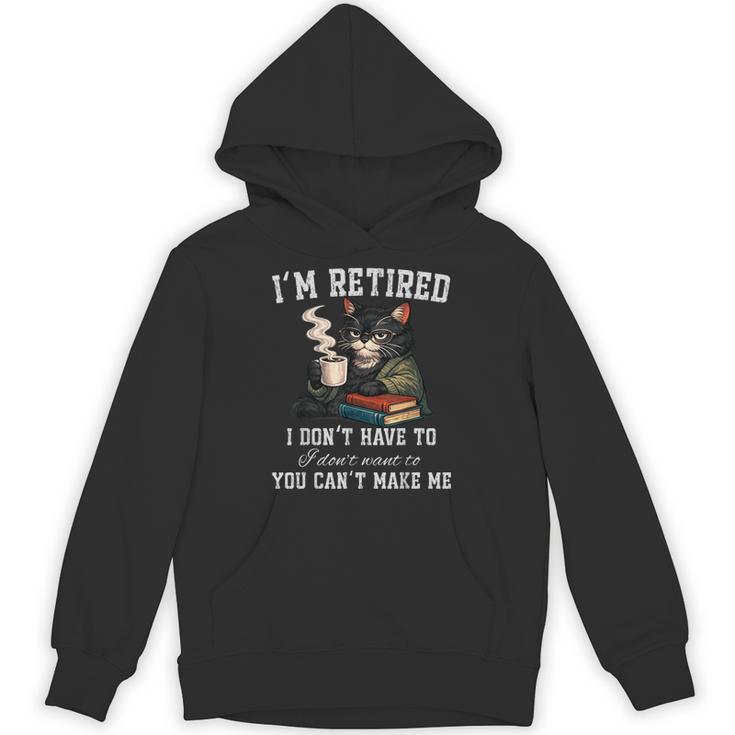 I'm Retired 2026 Cat Reading Book Retirement Unisex Hoodie