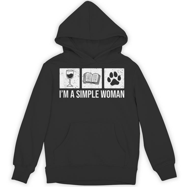 I'm A Simple Woman Wine Books & Dogs Reading Lover Unisex Hoodie