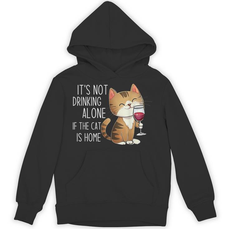It's Not Drinking Alone If The Cat Is Home 面白い猫とワイン パーカー