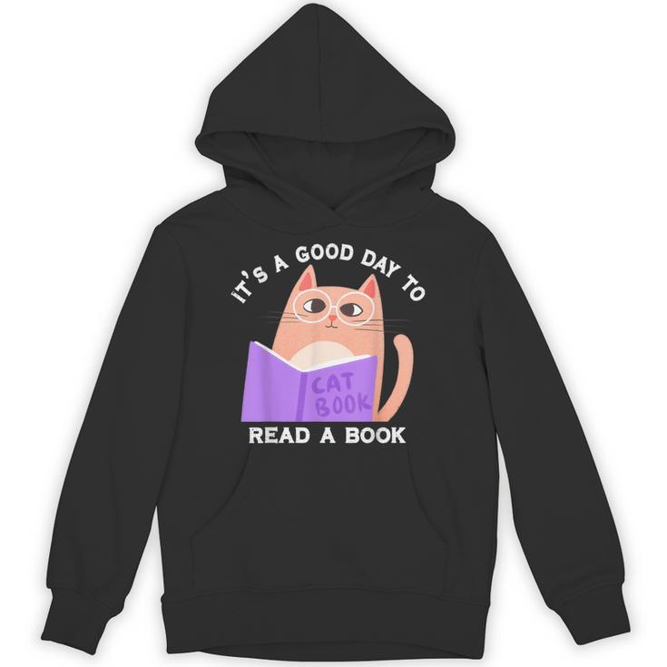It's a Good Day To Read a Book Cat Kitty Reading Book Men Women Kids Unisex Hoodie