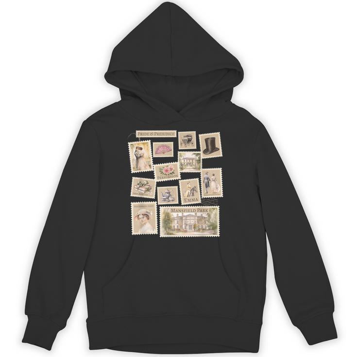 Jane Austen Book Classic Literature Stamp Collage Unisex Hoodie