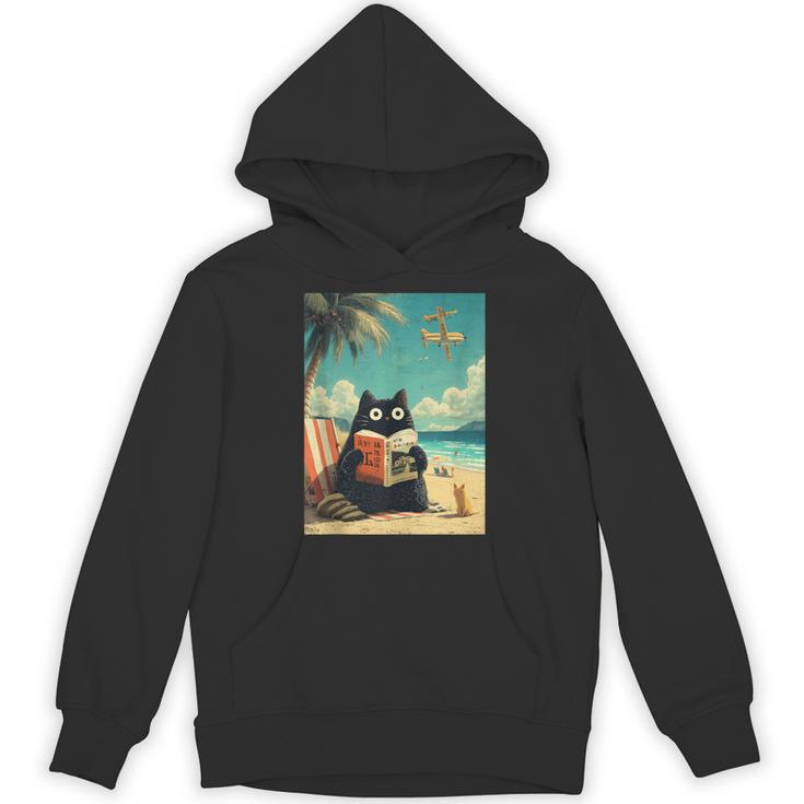 Japanese Cat Book Summer Beach Vacation Cruise Unisex Hoodie